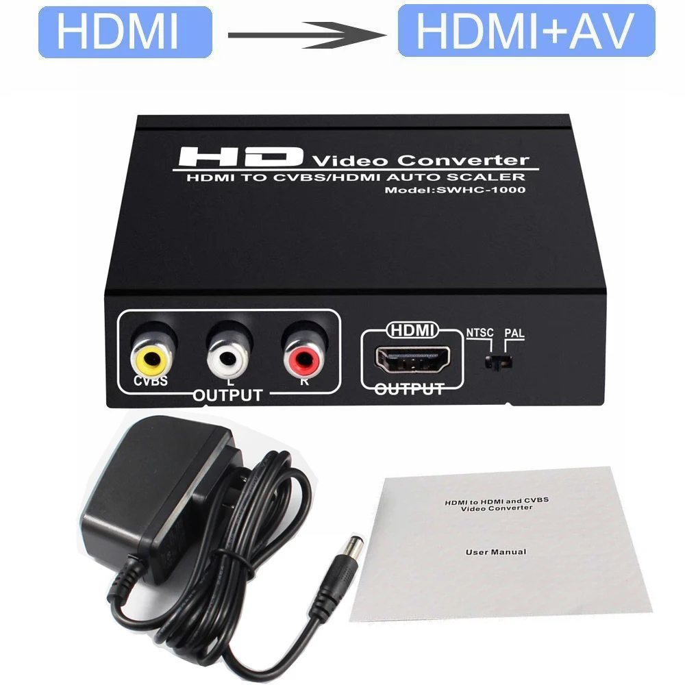 High Quality HDMI Converter HDMI to HDMI+AV CVBS RCA 1080P For STB DVD