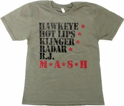 Mash Hawkeye Ot Lips Klinger Radar B. J. Мужская футболка в стиле милитари зеленого цвета летняя