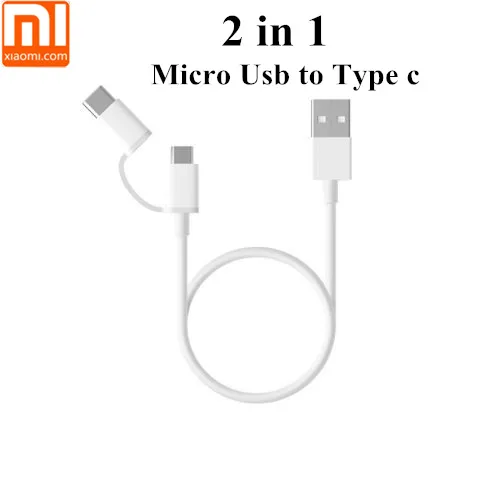 Xiaomi Кабель зарядного устройства, 30 см/100 см 2 в 1 Micro Usb к Тип c кабель для передачи данных Поддержка QC 2,0 или QC 3,0 Quick Charge