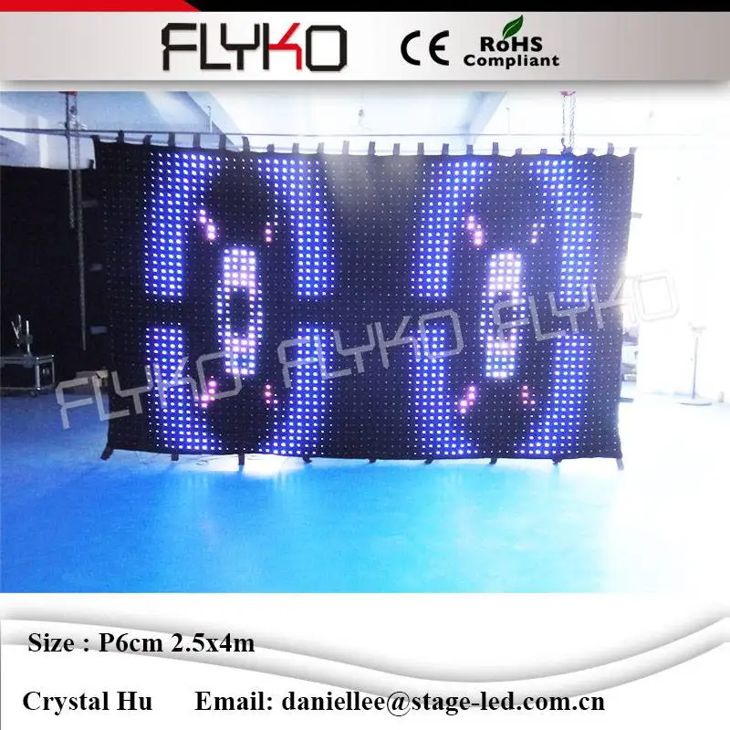 

P60mm 2.5x4m Newest originality decoration fireproof material led video cloth Backdrops wall