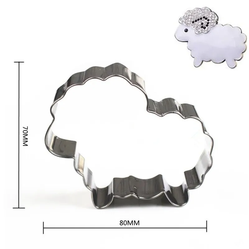 5pcs/set Stainless Steel Cookie Cutter Cartoon Sheep Shape Fondant Biscuits Tools Sugar Craft Bakery Bakeware