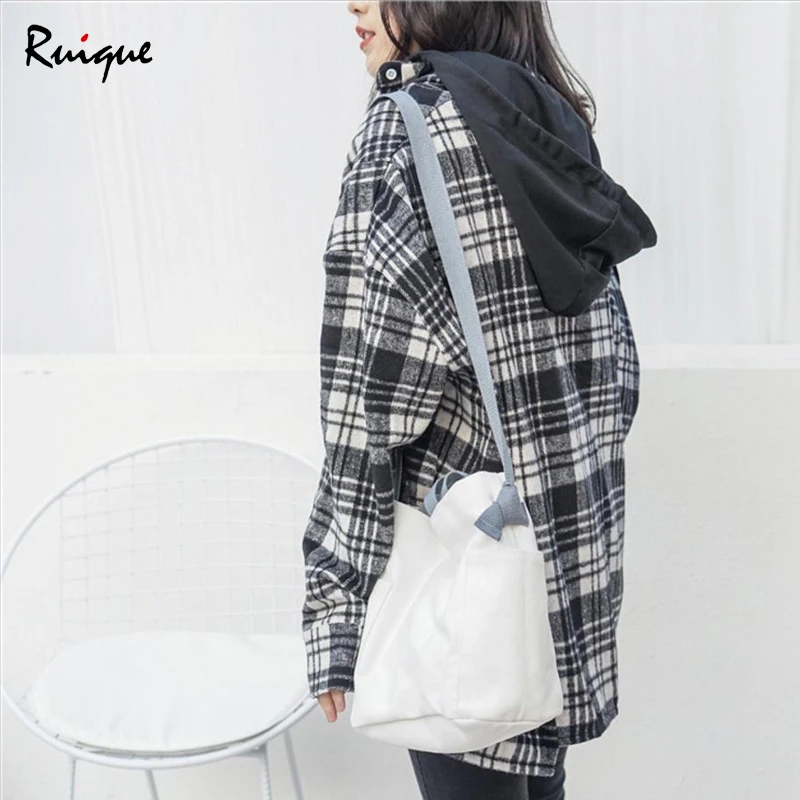

Ruique Janpan Korea Style Single Canvas Bag Simple Color Casual Environmental Protection Shopping Bag Portable Shoulder Bags
