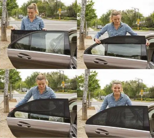 2x Car Rear Side Window Mesh Sun Visor Shade Cover Shield UV Protector New