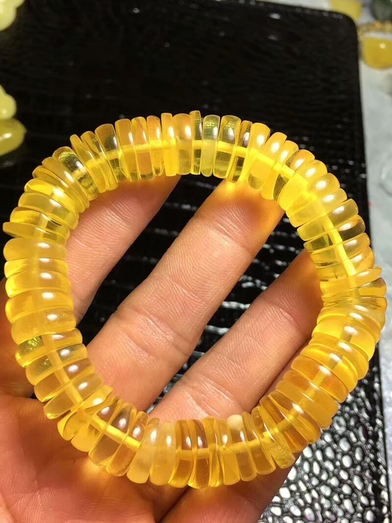 

13x5mm 100% Natural Yellow Amber Bracelet Gemstone Barrel Beads Bracelets Healing Stone For Woman Man Gift Grade AAAA