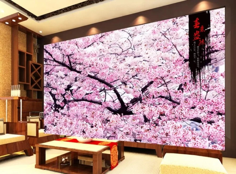 Beibehang 3D фото на заказ настенная Красивая романтическая вишневый цвет любовь ТВ диван гостиная спальня 3D ТВ задний план стены