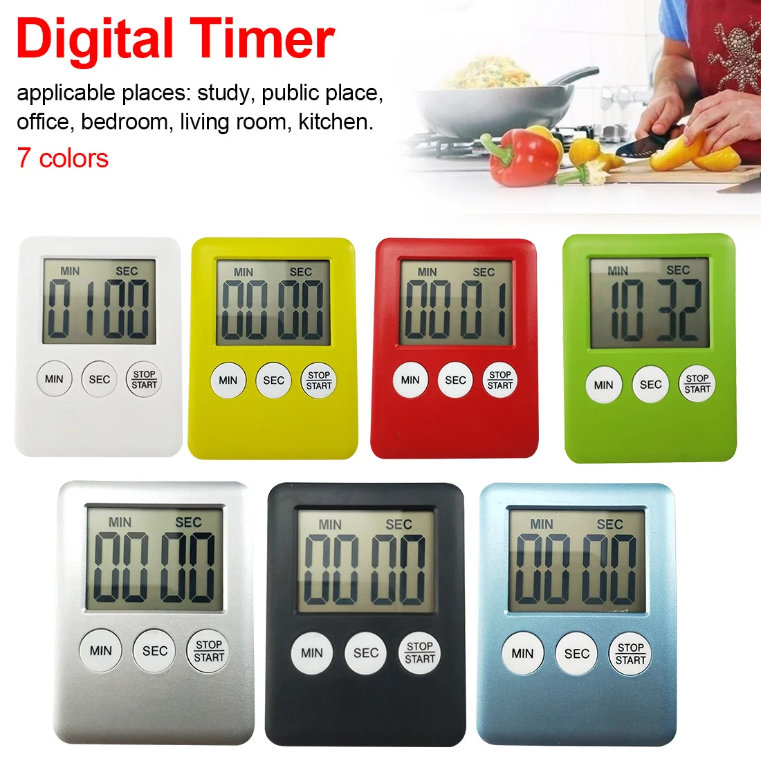 

Simple Practical Use Digital Square LCD Display Home Kitchen Timer Electronic Kitchen Cooking Timer Stopwatch cooking timer