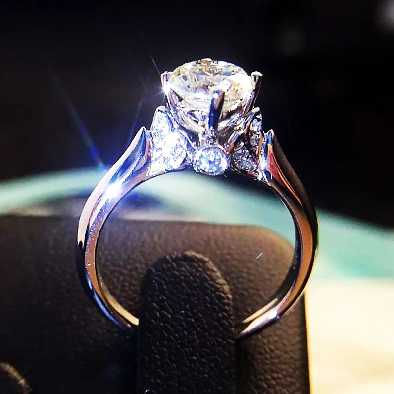 Qevila New Fashion Rings Jewelry AAA Zircon Romantic Wedding Engagement Rings Silver Big Four Prong Crystal Rings for Women Gift (7)