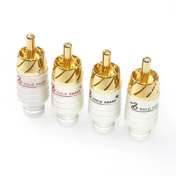 

4PCS Brass soldering hifi audio video RCA plug Connector interconnect cable audio plug rca socket