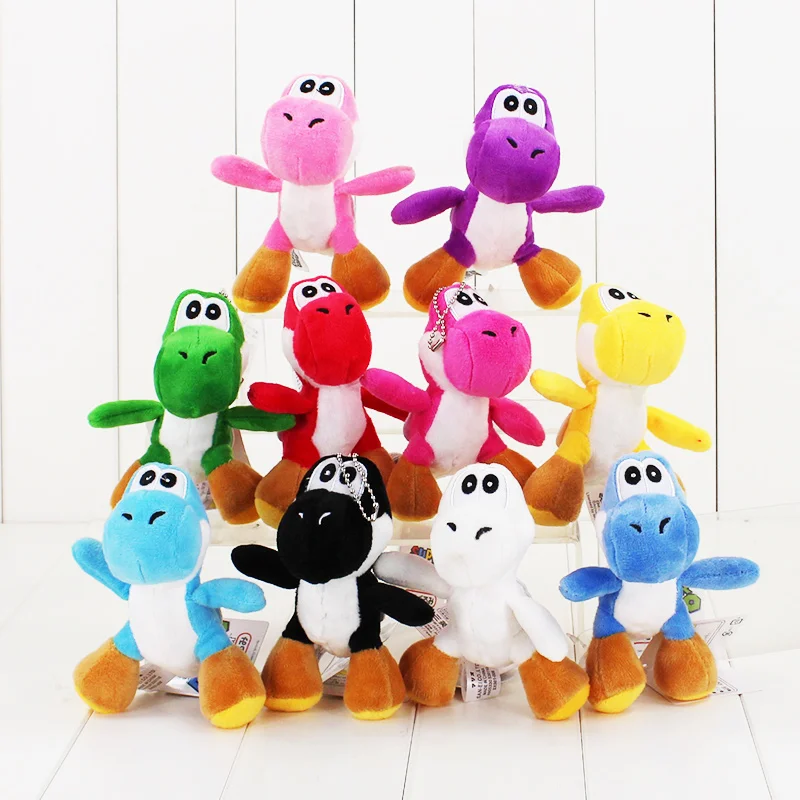 12CM 1pcs Super Mario Bros Yoshi Plush phone chain font b toy b font cute dinosaur