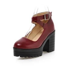 Lolita Oxfords Girl Women Criss Cross Strap Printing Leather Shoes Creepers Platform Chunky Block High Heels Plus Size 40-43