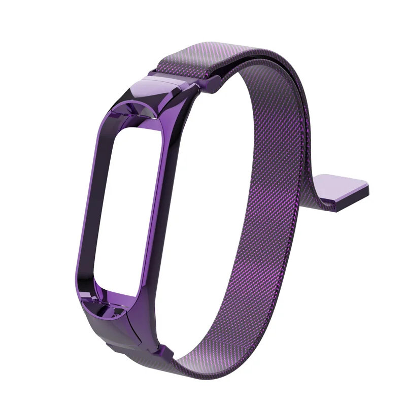 Xiao mi ремешок mi lanese Loop mi Band 3 ремешок на запястье для Xiaomi mi Band 3 mi band смарт-часы браслет умные часы ремешки металлический ремень - Цвет ремешка: Purple
