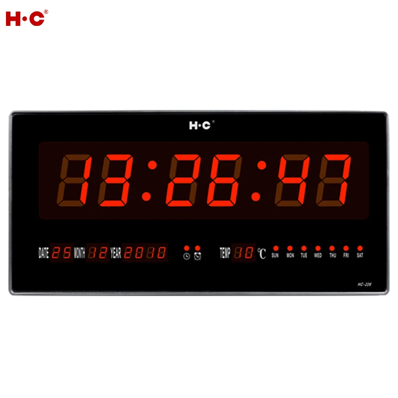 2017 Rectangle Red Led Wall Clock With Alarm Clock Function Temperature Calendars Home Decor