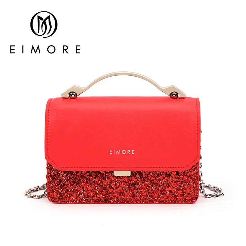 

EIMORE Women Bag Genuine Leather Ladies Sequins Shoulder Bag Small Women Handbag Ladies Party Bag Mini Crossbody bags Sequined