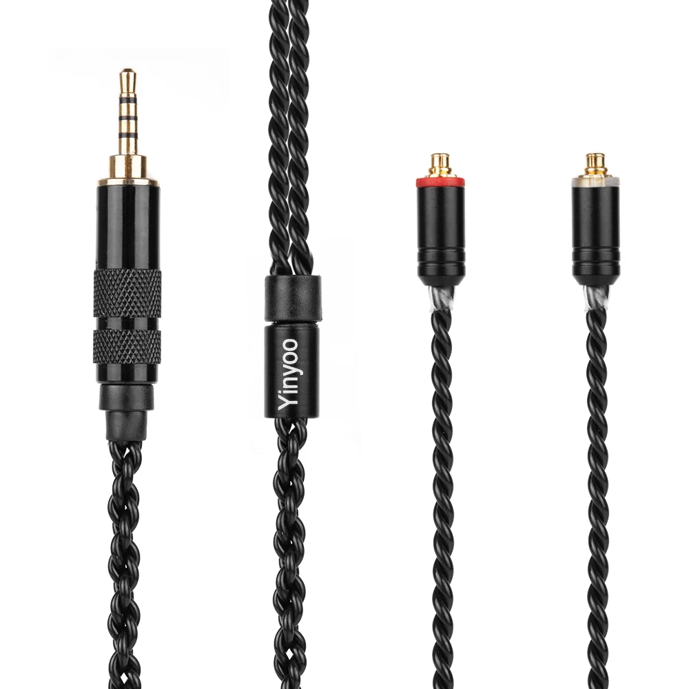 AK Yinyoo H3 H5 4 Core Upgraded Silver Plated Earphone Cable 3.5/2.5/4.4mm Cable With MMCX/2Pin