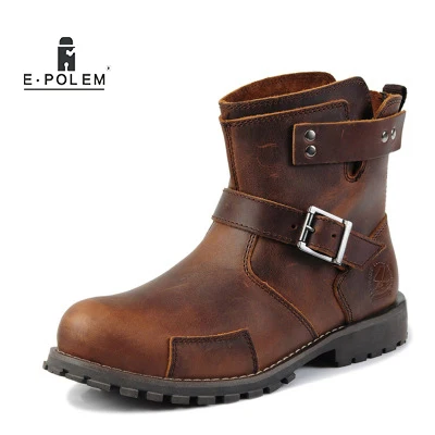 

New England Martin Boots Men's Casual Leather Boots Trend Boots Autumn And Winter Military Boots Tide Crazy Horse Brown Booots