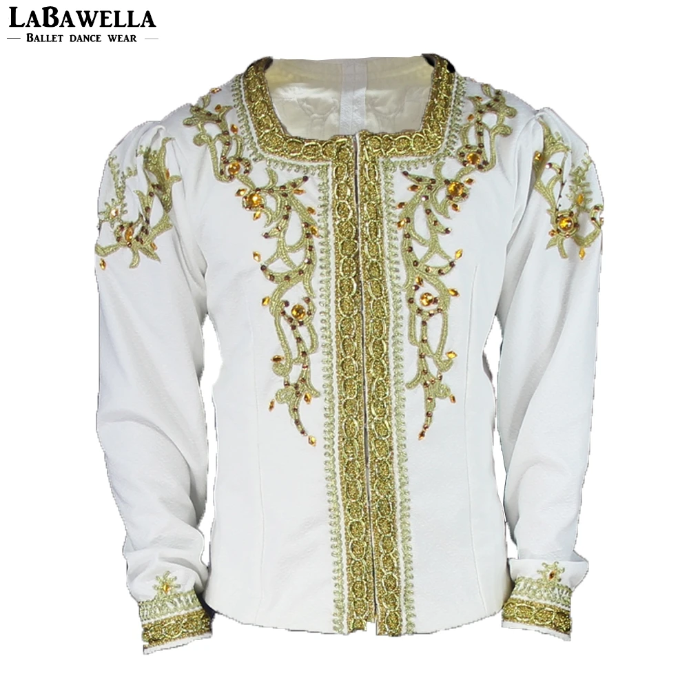 men's professional white gold ballet stage costume boys ballet dance