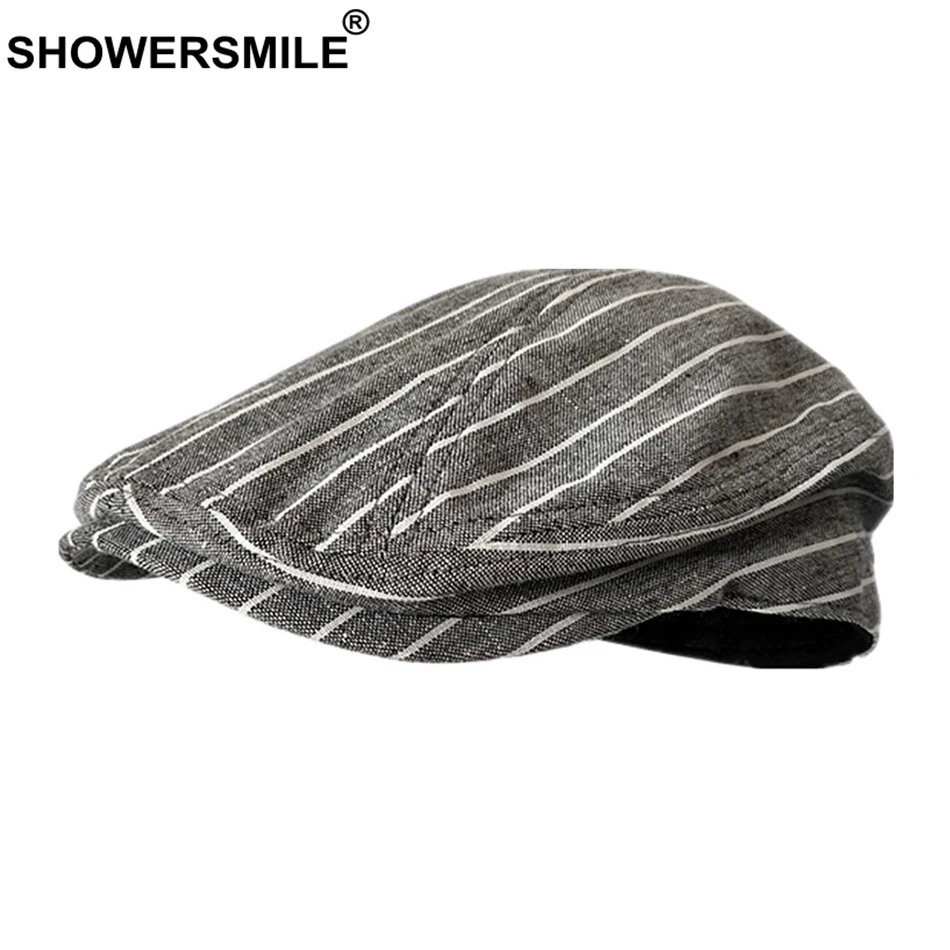 SHOWERSMILE, повседневная мужская кепка, летняя, льняная, берет, шапка, мужская, в клетку, серая, гусиная лапка, дышащая Кепка, s бренд, Duckbill, кепки для езды