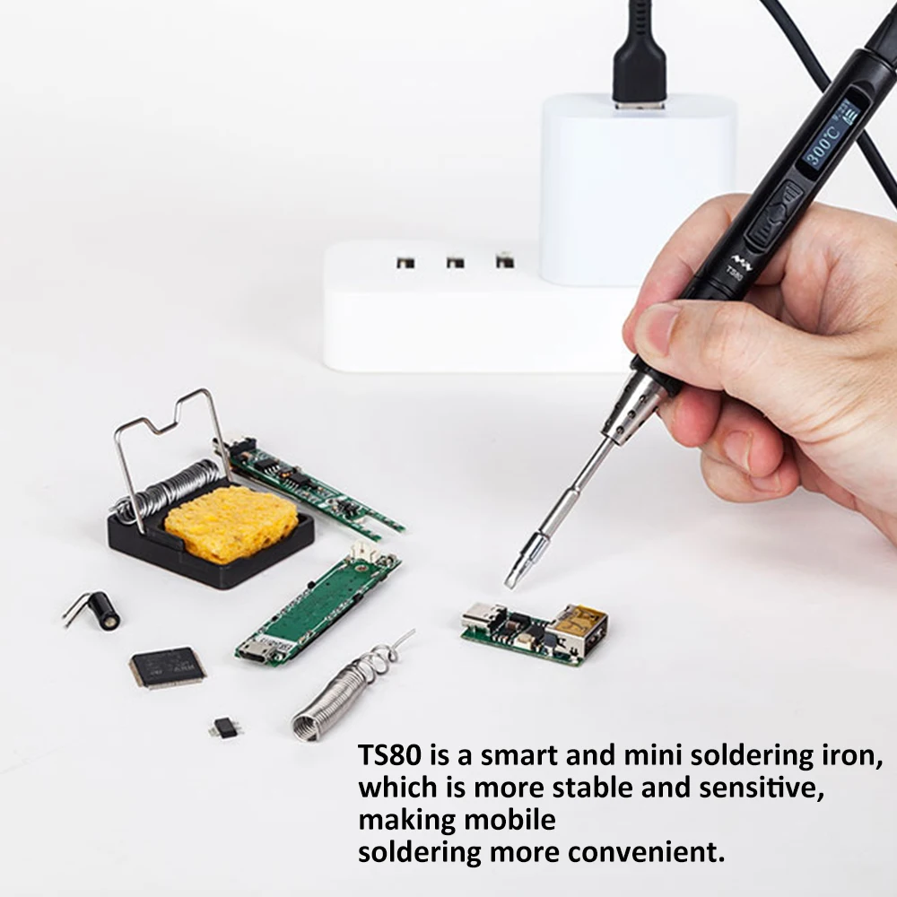 Новый мини TS80 Smart паяльник цифровой OLED Дисплей Тип usb-C Интерфейс пайка ручка Встроенный STM32 чип