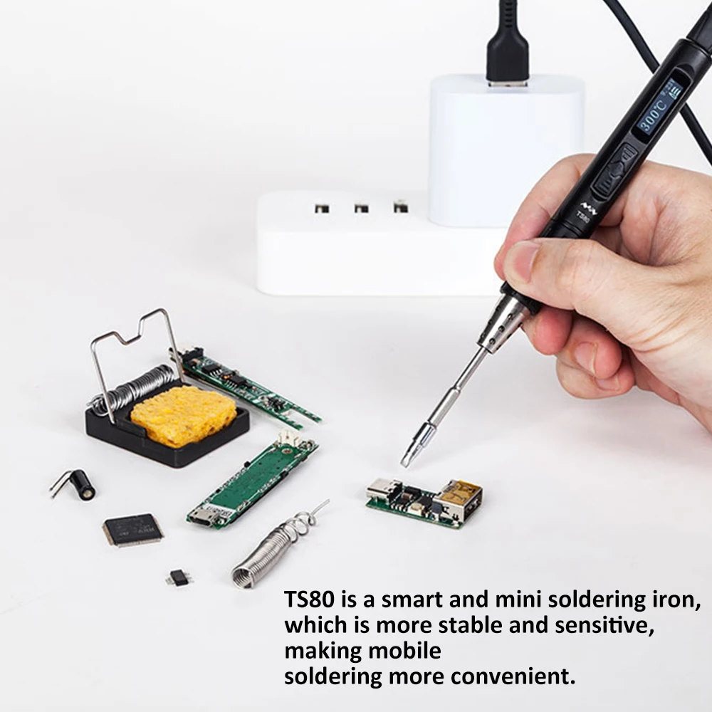 

NEW Mini TS80 Smart Soldering Iron Digital OLED Display USB Type-C Interface Soldering Pen Built-in STM32 Chip
