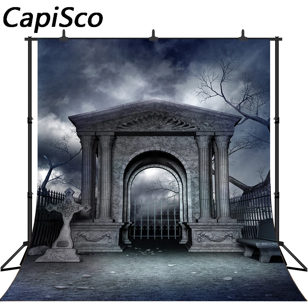 

Capisco Halloween Theme Backdrop Mysterious Door Hallowmas Party Decoration Photography Background Customized Photo Studio Prop