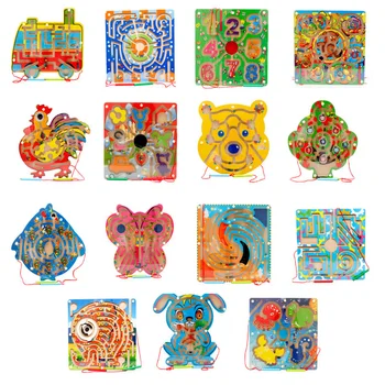 

Children Magnetic Maze Toy Kids Wooden Puzzle Game Toy Kids Early Educational Brain Teaser Wooden Toy Intellectual Jigsaw Board
