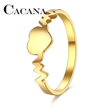 CACANA Модные кольца для женщин золото/серебро кольцо персикового цвета с сердцем 316L нержавеющая сталь нежные свадебные Anillos полный размер 6-10