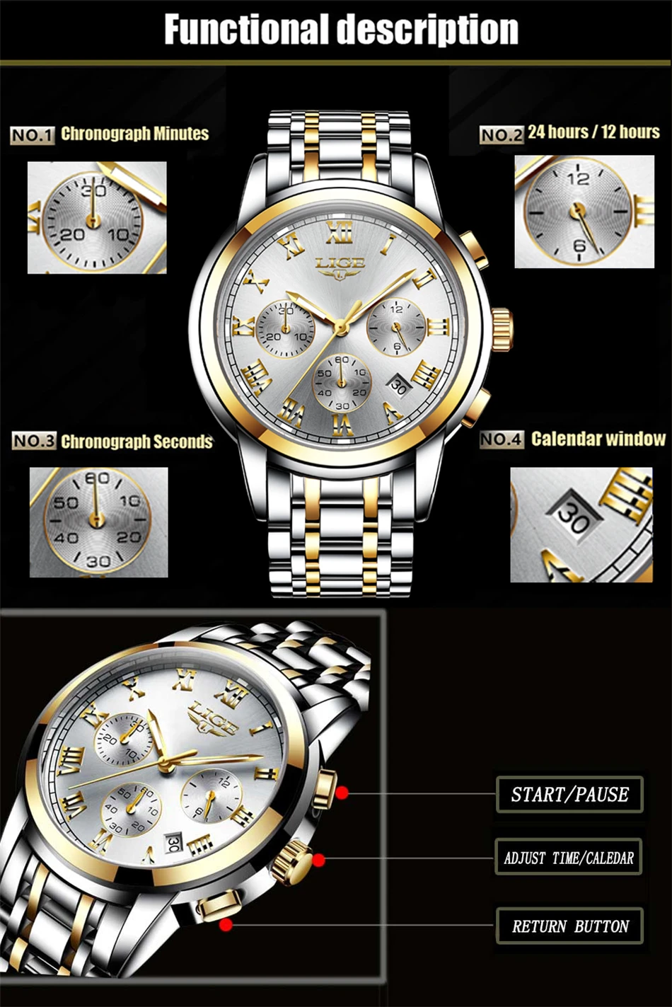Мужские часы Relogio Masculino LIGE, военные Роскошные брендовые часы, мужские кварцевые часы из нержавеющей стали, модные мужские часы с хронографом