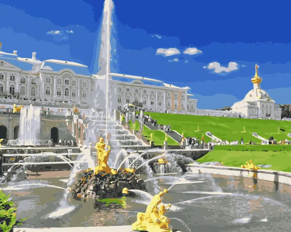 MaHuaf-j162 saint petersburg palace fountain DIY painting by numbers on canvas for home decor 