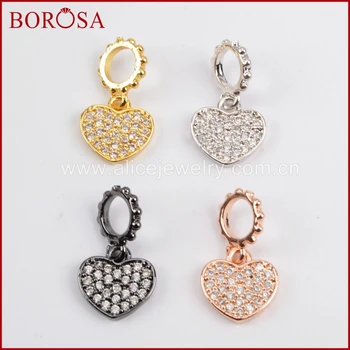 

BOROSA High Quality CZ Micro Pave White Zircon Crystal Tiny Heart Pendant Drusy Pendant for Women Necklace Fashion Jewelry WX779