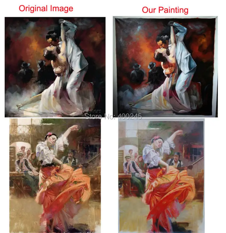 Рисунок маслом современное искусство пара Танго танцоров настенное украшение ручной работы картина высокое качество