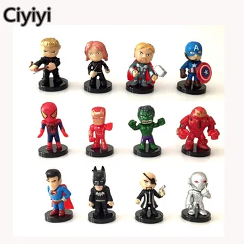 

12 PCS/Lot Cute Marvel's The Avengers Action Toy Cartoon The Avengers Model Collection Juguetes Children Chirstmas Toy Gift
