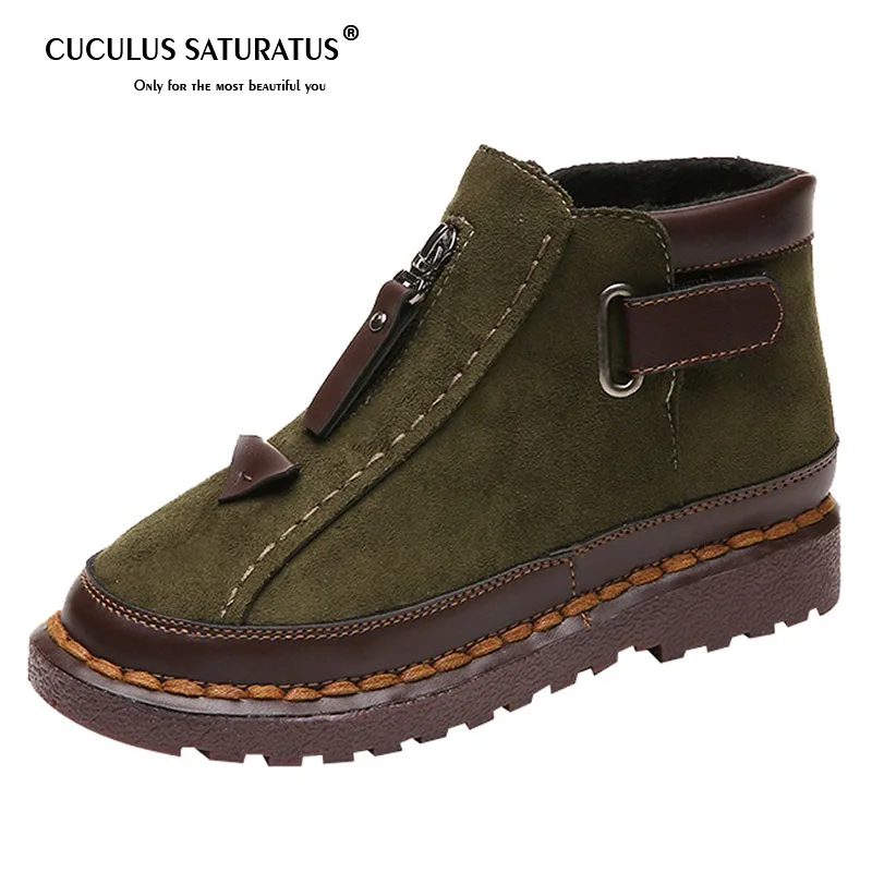 

Cuculus Chelsea Booties Women Ankle Boots Brock flat Martin Boot Suede Low Heels Boots Fashion Spring Ladies Shoes 1986