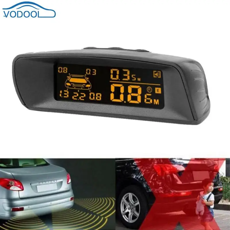 VODOOL LCD Car Parking Sensor Kit 8 Sensors Backlight Rear Reverse Backup Radar Monitor System DC 10V-16V Parking Assistance