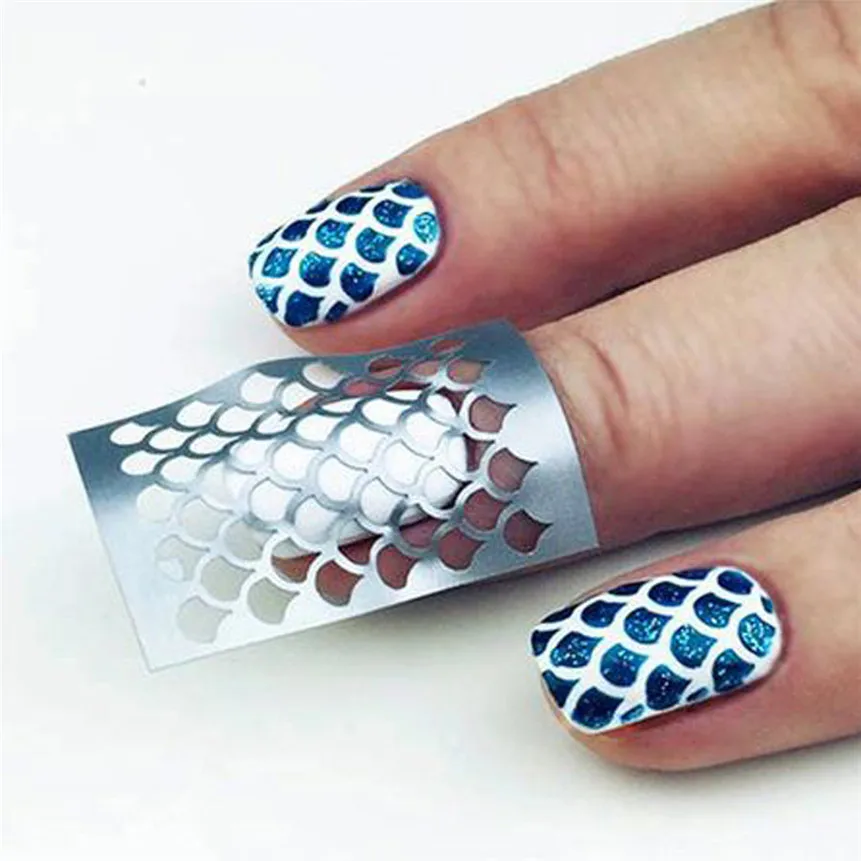 Новая мода 24 листов Новый ногтей Hollow нерегулярной сетке трафарет многоразовые наклейки для маникюра DIY Прямая доставка 8f27