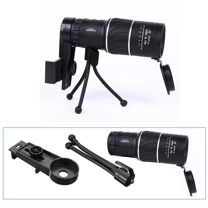

Ecusells 16X52 Zoom Lens for Smartphone Monocular Mobile Phone Telescope Lens Camping Travel Tripod Clip Camera Lenses