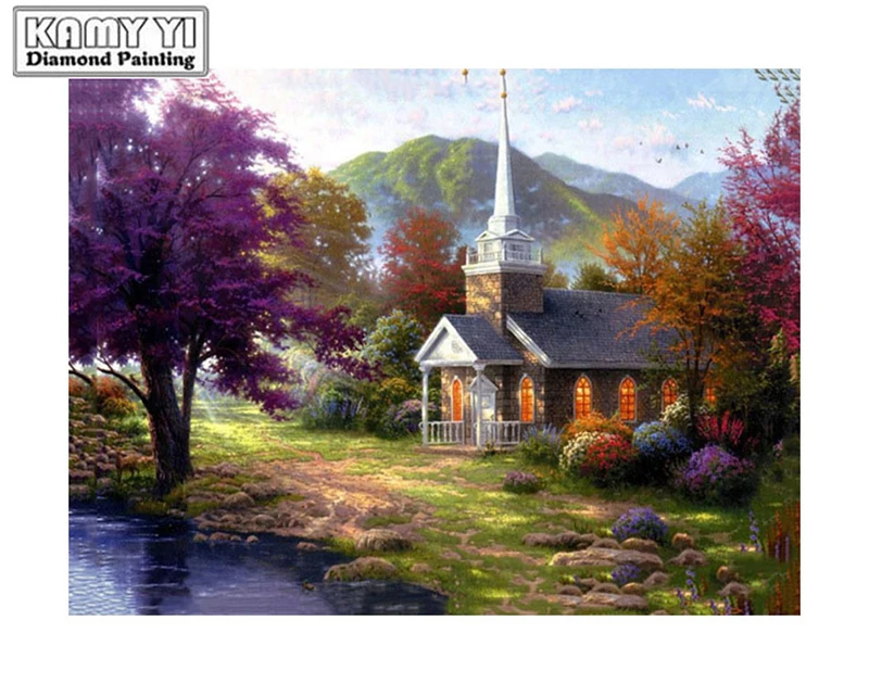 100% Full 5D Diy Square/Round Diamond painting Mountain, hut 3D Diamond