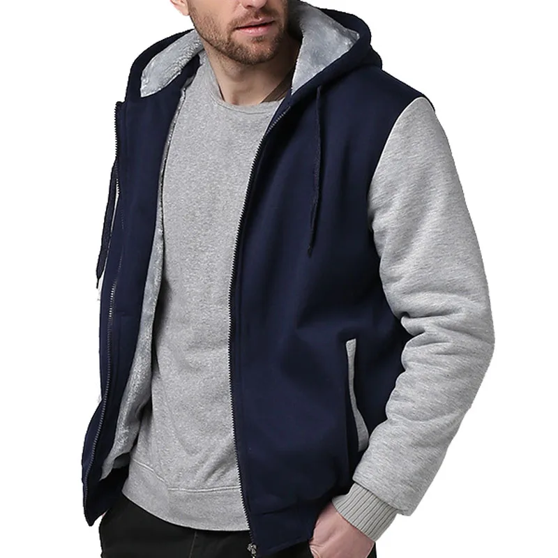 men patchwork Sweatshirts 5XL warm fleece parkas hooded hoodies thick large size plus big 8XL 9XL 10XL winter Sweatshirt outwear