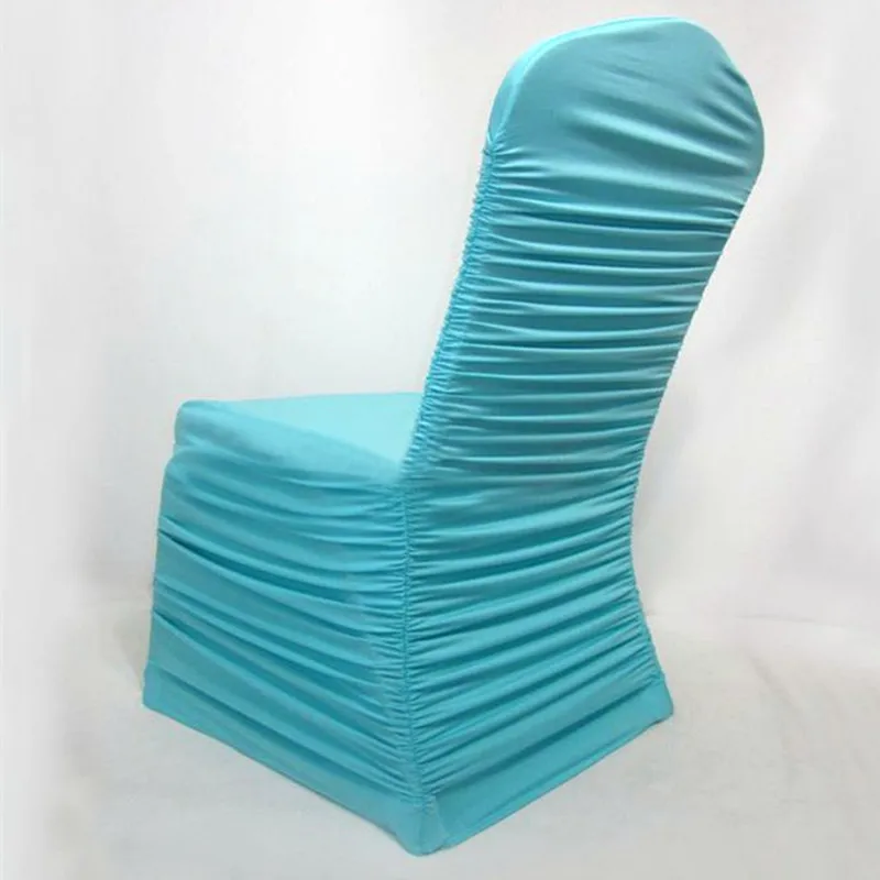 50 шт. морщинистые эластичные тянущиеся банкетные чехлы для стульев лайкра спандекс гофрированные чехлы на стулья для гостиницы банкета свадебные украшения - Цвет: Tiffany Blue