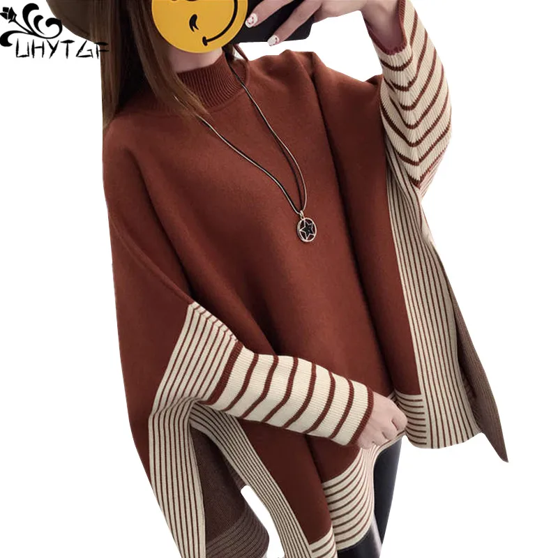 Uhytgfзимний вязаный женский свитер, плюс размер, корейские слои и пончо, женский свитер, Осенний пуловер, модное женское пальто 312