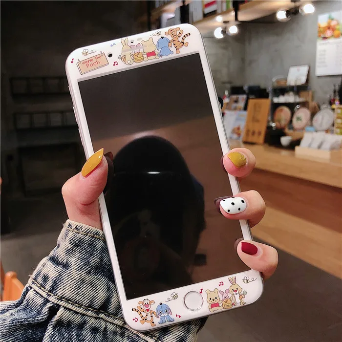 Милый Мультфильм Русалка Принцесса полный экран 3D цвет Закаленное стекло пленка для iPhone 6 6s 7 8 Plus экран протектор Полный - Цвет: 6