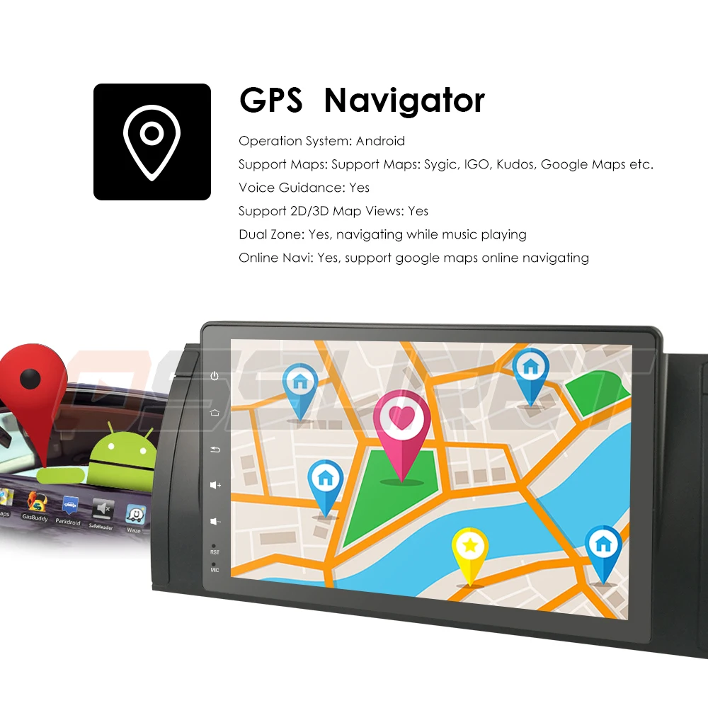 Android 9.0 Navigation Car NO DVD GPS Multimedia for BMW E39 X5 E53 M5 E38 BT/RDS/Radio/Canbus TPMS