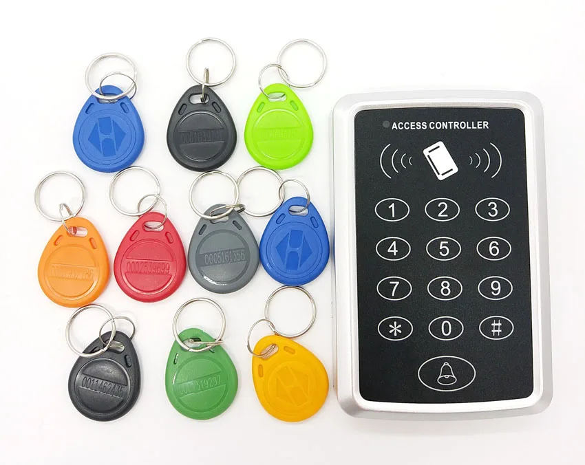 

RFID Access Control Keypad 125KHz or 13.56MHz Door Controller Electric Security Lock + 20pcs RFID Keyfob Tag