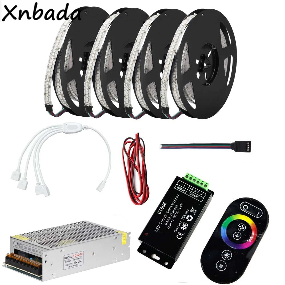 

DC12V 2835SMD 234Leds/m RGB Led Strip Light With CT666 RGB Touch Remote Led Controller Power Supply Kit 5M 10M 15M 20M