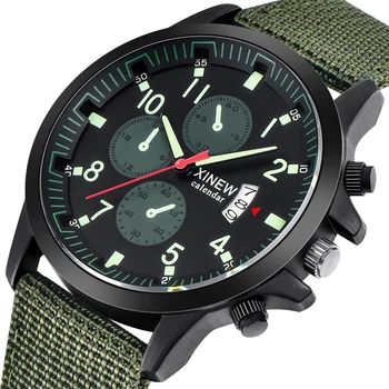 

1pc / lot Watches Mens Brand Casual Nylon Band Sports Date Quartz Wrist Watch Fashion Cheap Gifts Watch Erkek Barato Saat 2229