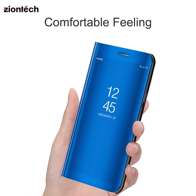 

Smart Plating Mirror Cases For Samsung S6 S7 Edge S8 S9 Plus+Note 8 Smart View Shockproof Bracket Leather Case