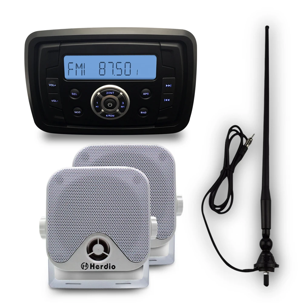 

Waterproof Marine Bluetooth Radio Audio Stereo FM AM Receiver USB MP3 Player For Car Boat ATV UTV 4" Marine Speakers+Antenna