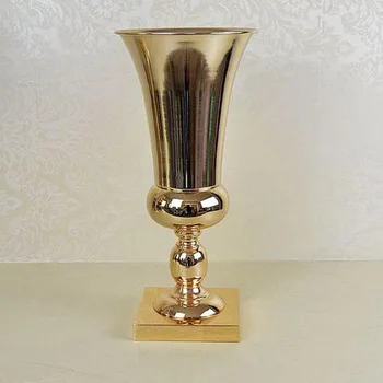 

2PCS/lot Free Shipment Gold Metal Flower Vase Table Pots Centerpiece with Big Opening For Mariage Wedding Party Event Decoration