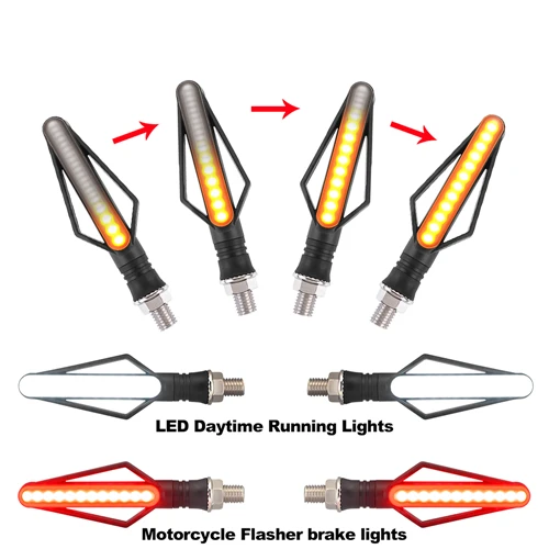 BJMOTO светодиодный указатель поворота мотоциклетный индикатор мигалка задний светильник 1,5 Вт 4 шт. Универсальный последовательный поток воды задний тормозной светильник s - Цвет: 2 DRL 2 Brake