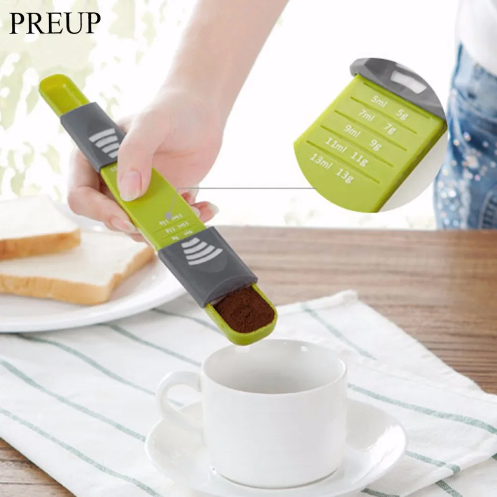 

PREUP New Green Double End Eight Stalls Measuring Spoons Metering Spoon Adjustable Scale Kitchen useful Tools baking tool