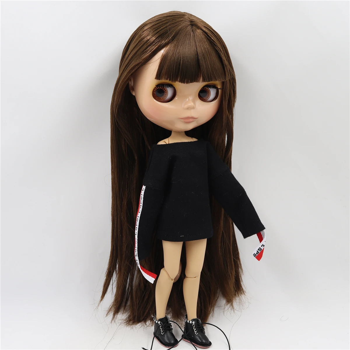 Фабрика blyth кукла 1/6 bjd шарнир тела темная кожа матовое лицо фиолетовые волосы без